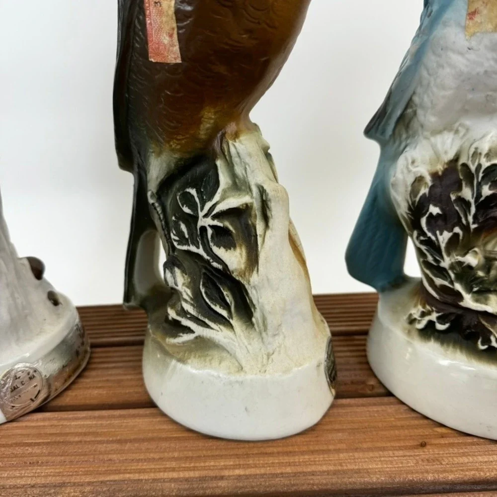 Vtg Jim Beam Set of 3 Ceramic Bird Decanter Bottles Bourbon Whiskey Collectible